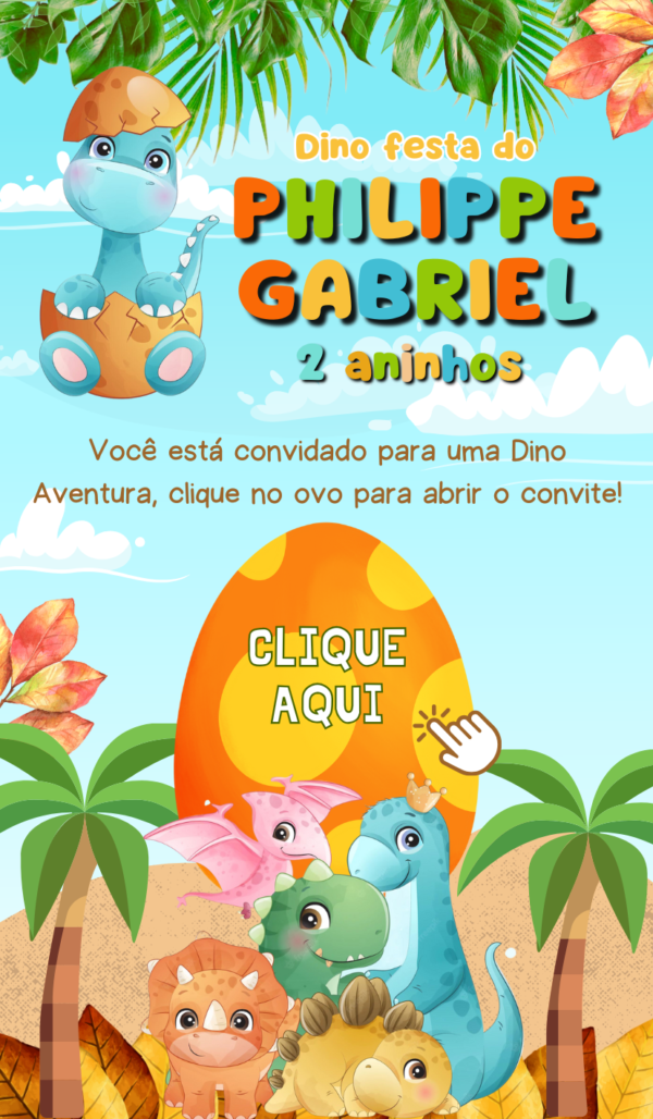 Convite Infinity Dino Baby Azul - Image 2