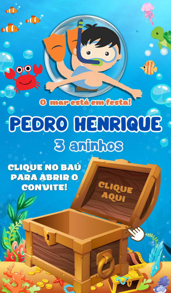 Convite Infinity  Fundo do Mar Azul - Image 3