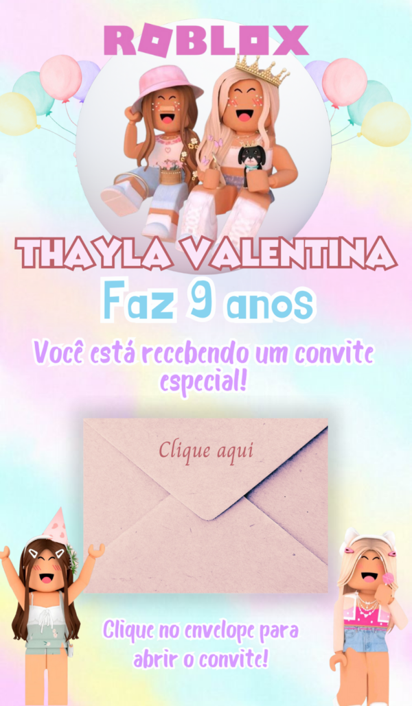 Convite Infinity Roblox Menina - Image 2