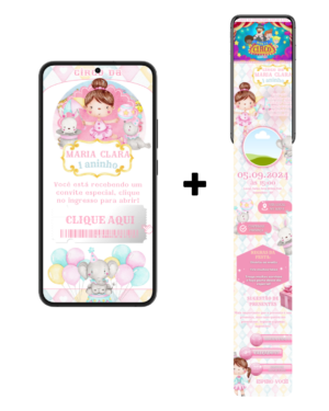 Convite Infinity Circo Rosa Candy
