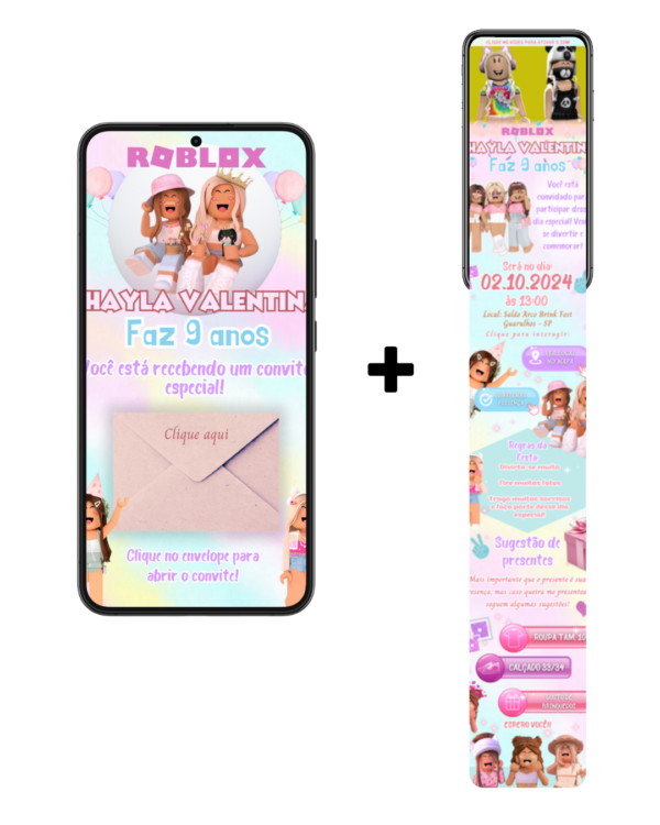 Convite Infinity Roblox Menina
