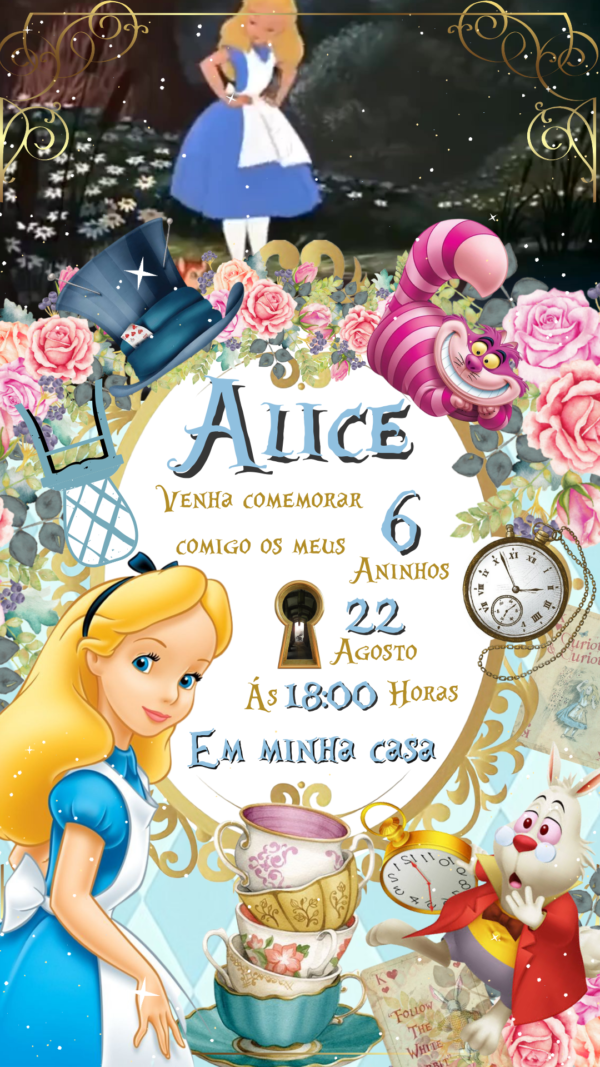Convite Animado Alice no País das Maravilhas - Image 2