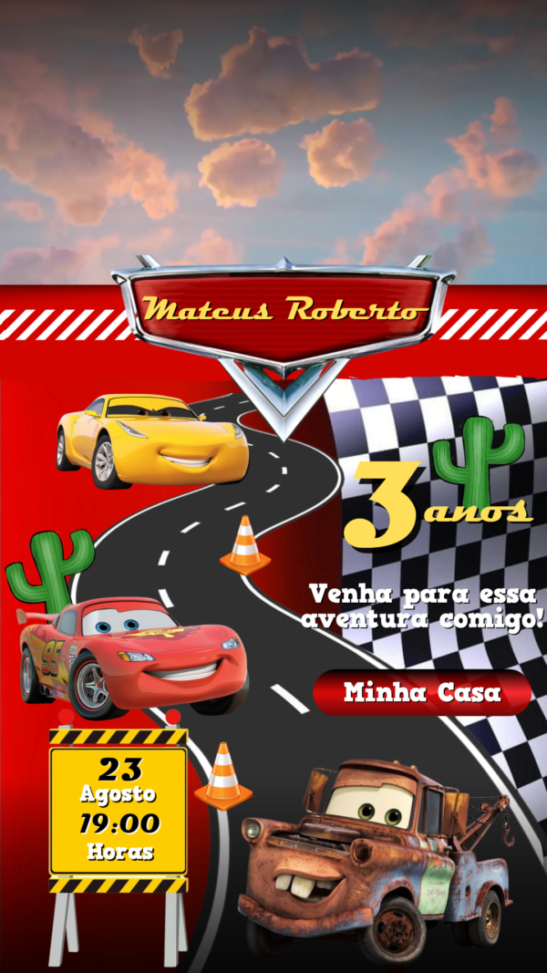 Convite Animado Carros - Image 2