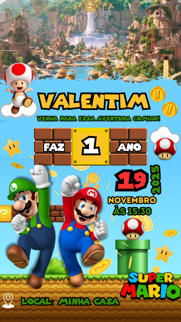 Convite Animado Mario Bros - Image 2