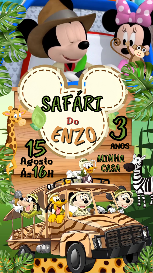 Convite Animado Mickey Safari - Image 2