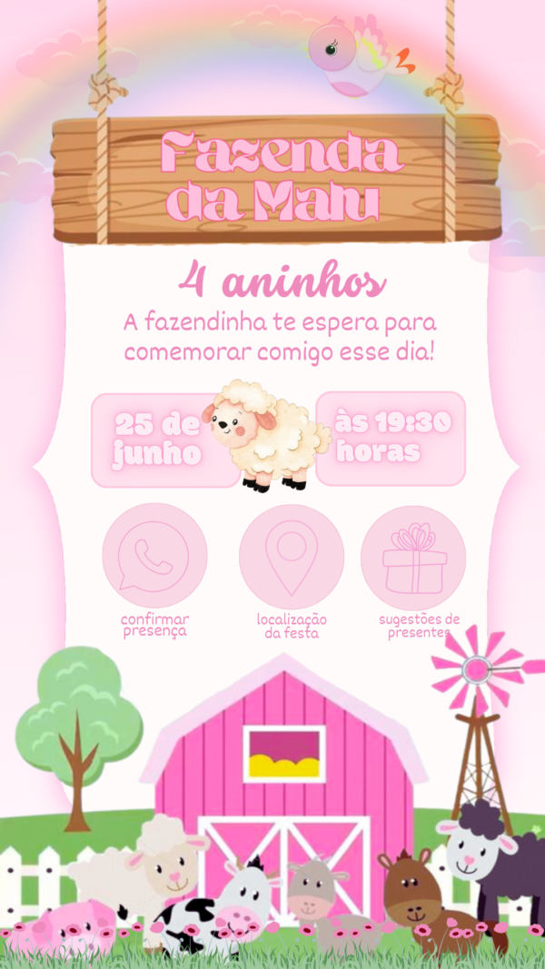 Convite Interativo Fazendinha Rosa 2 - Image 2