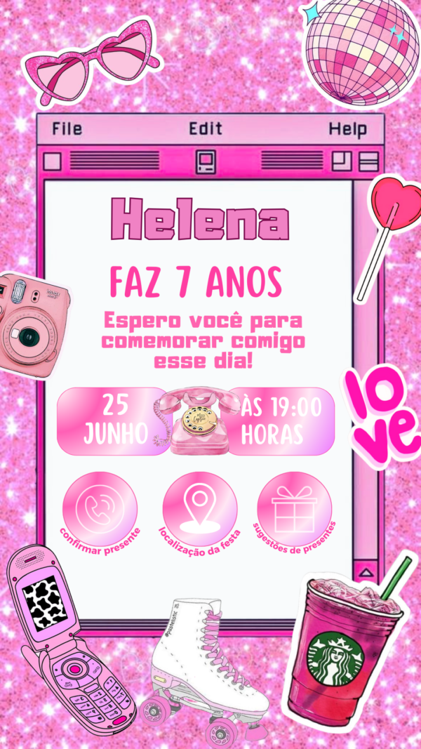 Convite Interativo Menina Pink - Image 2