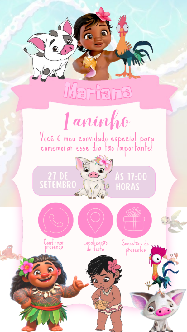 Convite Interativo Moana Baby - Image 2