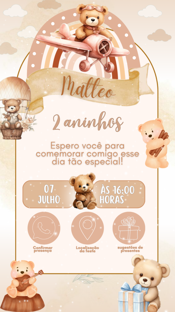 Convite Interativo Ursinhos 2 - Image 2
