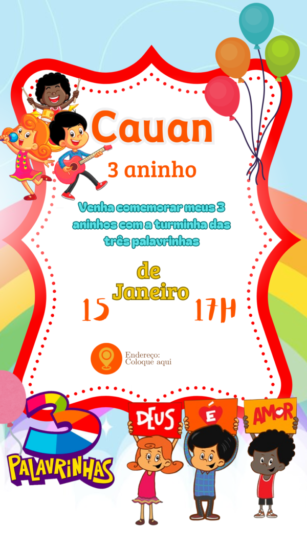 Convite Simples 3 Palavrinhas - Image 2