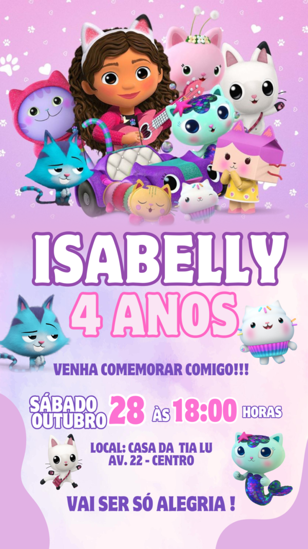 Convite Simples A Casa Mágica da Gabby - Image 2