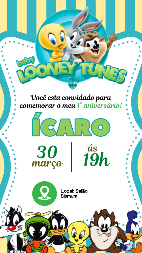 Convite Simples Baby Looney Tunes 2 - Image 2
