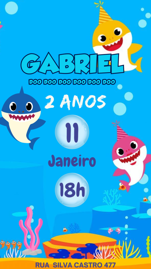 Convite Simples Baby Shark - Image 2