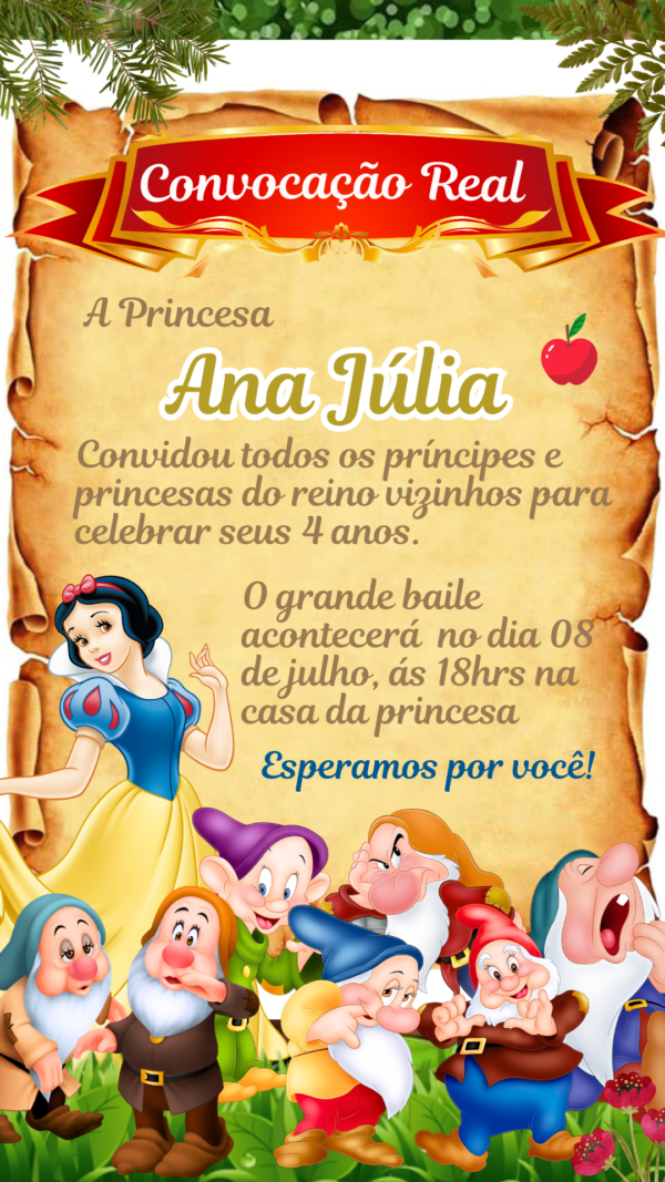 Convite Simples Branca de Neve - Image 2