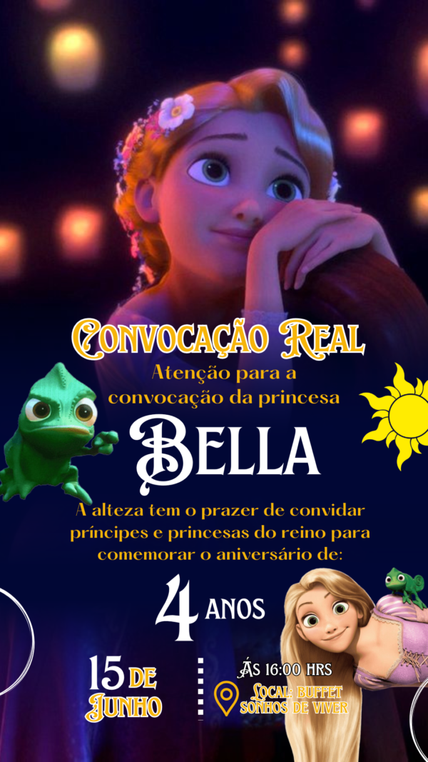 Convite Simples Enrolados Rapunzel - Image 2