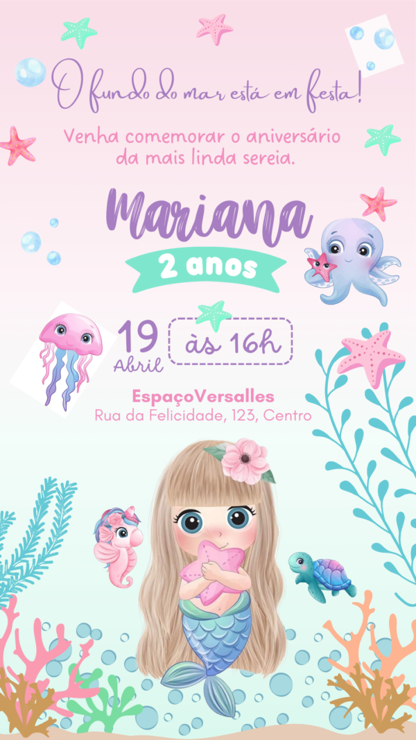Convite Simples Fundo do Mar - Image 2