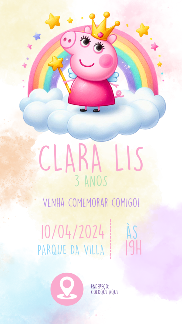 Convite Simples Peppa Pig 2 - Image 2