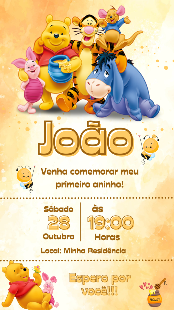 Convite Simples Ursinho Pooh - Image 2