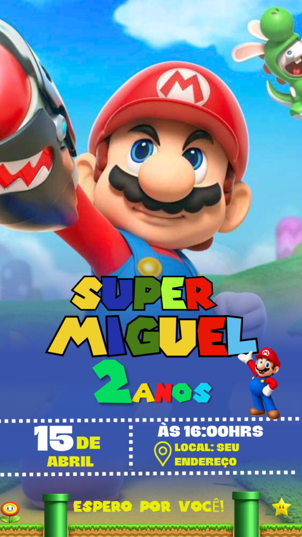 Convite Simples Super Mário - Image 2