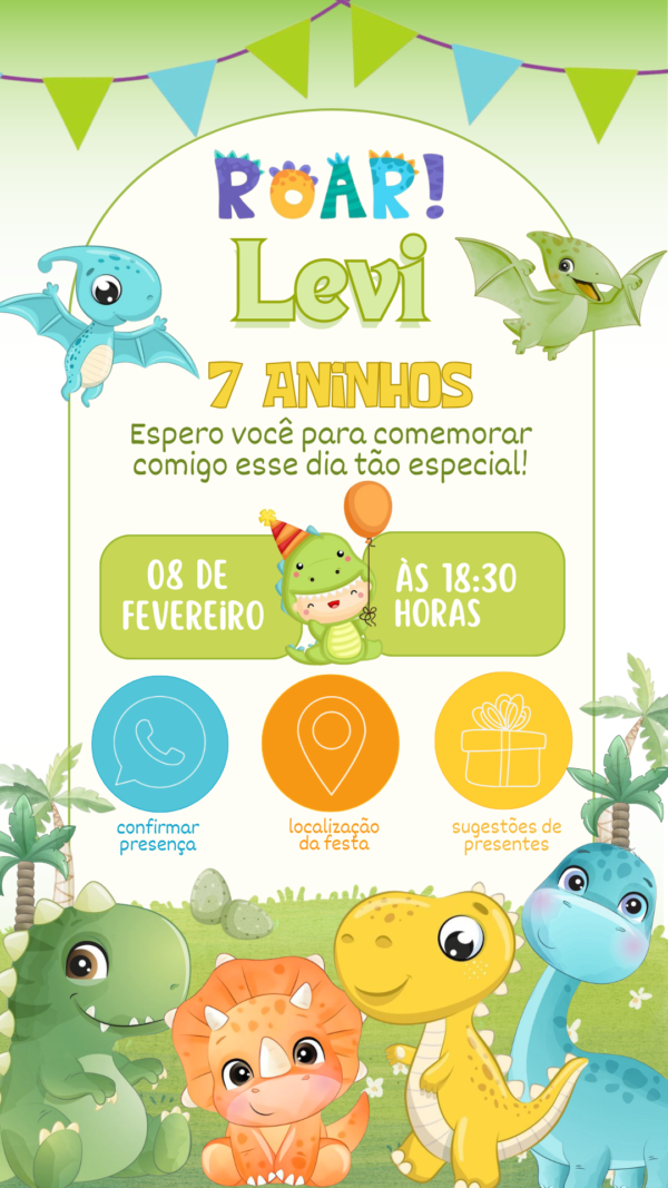 Convite Interativo Dinossauros Baby - Image 2
