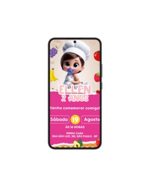 Convite Simples Baby Frutas Rosa