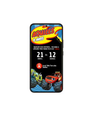 Convite Simples Blaze e os Monster Machines