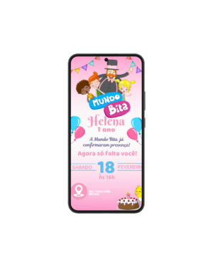 Convite Simples Mundo Bita Rosa