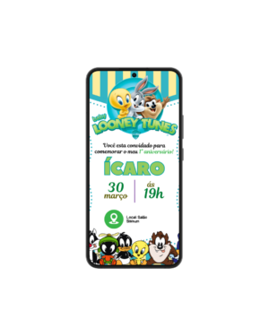 Convite Simples Baby Looney Tunes 2