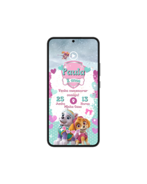 Convite Animado Patrulha Canina Rosa