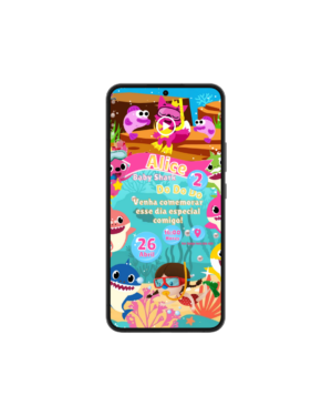 Convite Animado Baby Shark Menina