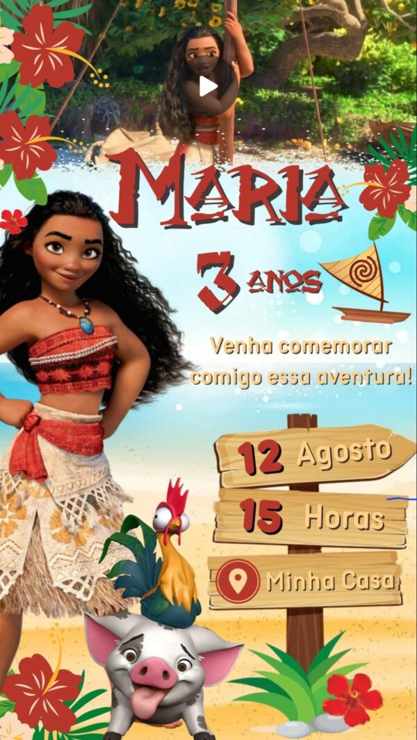 Convite Animado Moana Adulta - Image 2