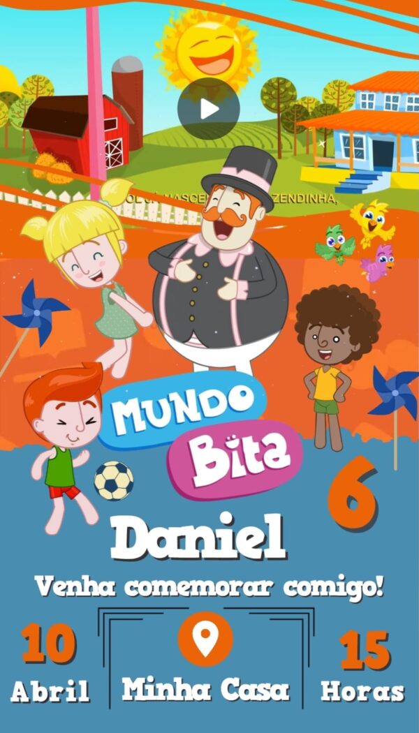Convite Animado Mundo Bita Menino - Image 2