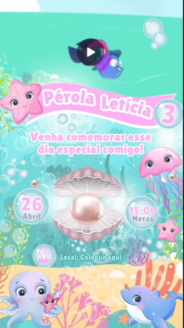 Convite Animado Fundo do Mar - Image 2