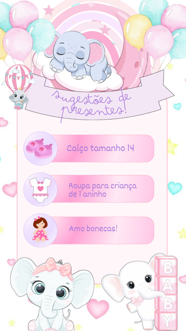 Convite Interativo Elefante Baby - Image 3