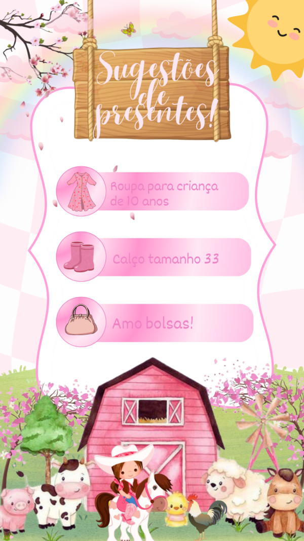 Convite Interativo Fazendinha Rosa - Image 3