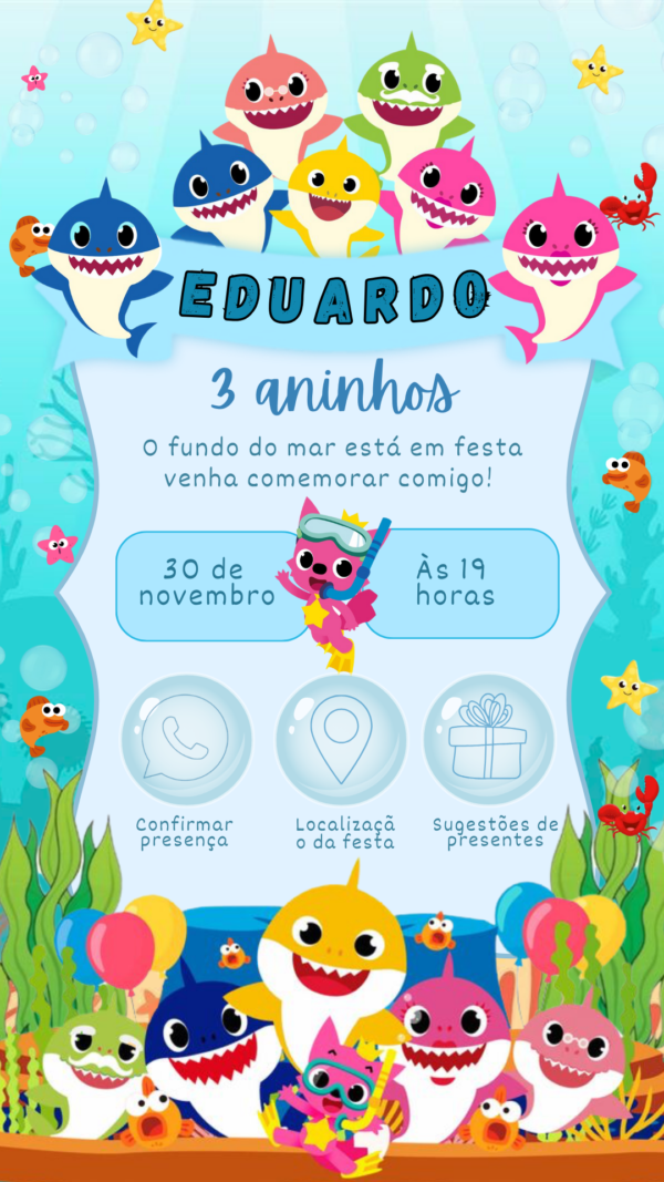 Convite Interativo Baby Shark - Image 2