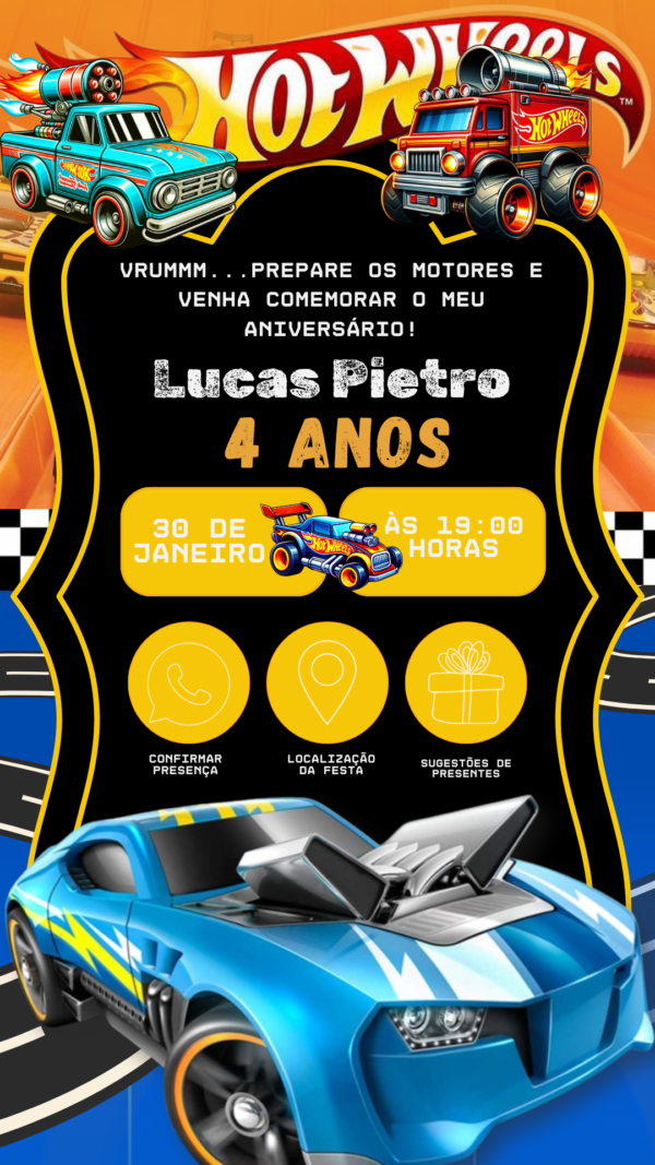 Convite Interativo Hot Wheels 2 - Image 2