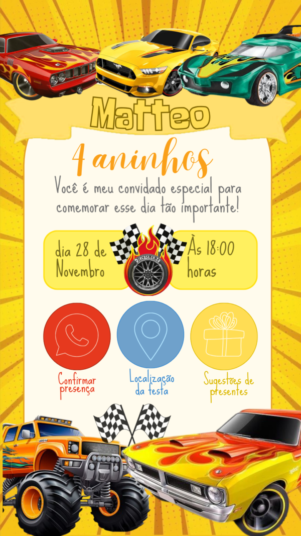 Convite Interativo Hot Wheels - Image 2