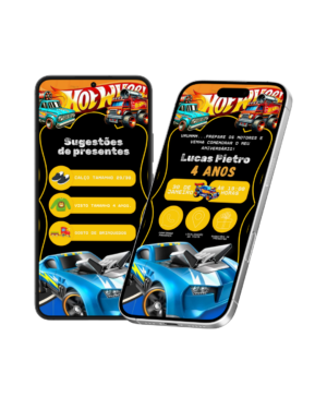 Convite Interativo Hot Wheels 2