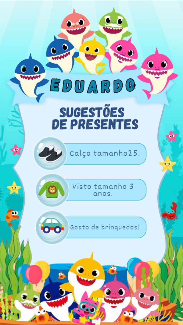 Convite Interativo Baby Shark - Image 3